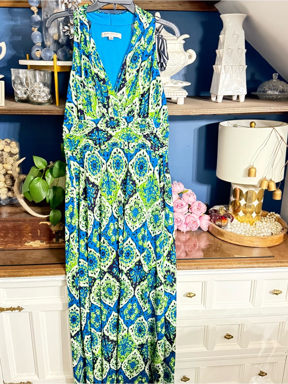 Vintage Evan Picone Bright Turquoise Dress wrinkle free